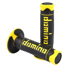 REVETEMENT POIGNEE DOMINO MOTO OFF ROAD A260 NOIR/JAUNE CLOSED END 120mm (PAIRE)