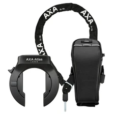 ANTIVOL VELO FER A CHEVAL AXA ATLAS LARGE NOIR AVEC CHAINE PLUG DIAM 5.5 mm 1.30M (CLE RETRACTABLE) - SECURITE NIVEAU 14 -LIVRE AVEC SACOCHE DE SELLE