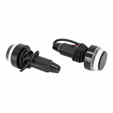 EMBOUT DE GUIDON AVOC A LEDS CONE ALU TRANSPARENT/NOIR DIAM 17 mm (6 LEDS ORANGE) (PAIRE)