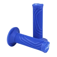 REVETEMENT POIGNEE DOMINO MOTO OFF ROAD D100 BLEU CLOSED END AVEC LOCK ON 116-125mm DOUBLE CABLES(LIVREE AVEC 4 BAGUES) (PAIRE)