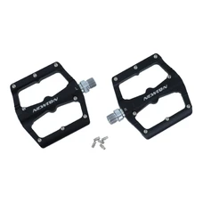 FLAT PEDAL-FOR BMX/DOWNHILL - NEWTON - ALUMINIUM CNC - BLACK-ON BEARINGS- Thread 9/16 with removable silver grip pins (PAIR)  115x97mm