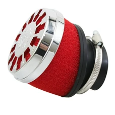 FILTRE A AIR MALOSSI E13 INCLINE 25- D.42 / 50 / 60 mm MOUSSE ROUGE CHROME POUR PHBG/MIKUNI/KEIHIN