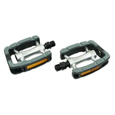 FLAT PEDAL FOR URBAN BIKE- ON BEARINGS PREMIUM - NEWTON ALUMINIUM BLACK/SILVER Thread 9/16" (ON CARD)