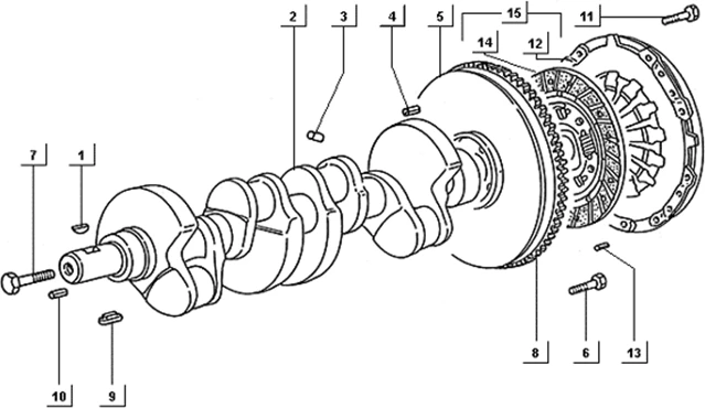 Vilebrequin, cloche d'embrayage
