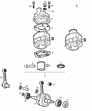 Arbre moteur - Cylindre - Piston