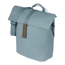 SACOCHE ARRIERE VELO LATERALE SAC BANDOULIERE BASIL CITY SHOPPER BLEU GRAPHITE DROIT/GAUCHE 14-16L FIXATION MIK STUDS POUR PORTE BAGAGE