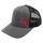 CASQUETTE AKRAPOVIC TYPE CAMIONNEUR GRIS FONCE/MAILLE NOIR (LOGO ROUGE)