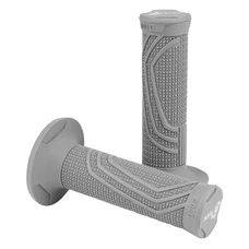 REVETEMENT POIGNEE DOMINO MOTO OFF ROAD D100 GRIS CLOSED END AVEC LOCK ON 116-125mm DOUBLE CABLES (LIVREE AVEC 4 BAGUES) (PAIRE)