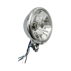 PHARE/OPTIQUE MOTO AVOC VINTAGE DIAM 130 mm CUVELAGE OPTIQUE LISSE LAMPE H4 60/55W + FEU DE POSITION CHROME (HOMOLOGUE CE)