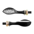 TURN SIGNAL (UNIVERSAL) REPLAY "SMILE MOUTH" ALU TRANSPARENT/BLACK 15 LEDS ORANGE -CEE APPROVED-(PAIR)  (L 63mm / H 18mm / Wd 22mm)
