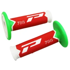 REVETEMENT POIGNEE PROGRIP MOTO OFF ROAD 788 TRIPLE DENSITE SPECIAL EDITION FLUO DESIGN BLANC/ROUGE/VERT FLUO CLOSED END 115mm (CROSS/MX) (PAIRE)