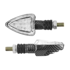 TURN SIGNAL (UNIVERSAL) REPLAY MINI TRIANGLE TRANSPARENT/CARBON -LEDS- (L 78mm / H 37mm / Wd 28mm) -CEE APPROVED- (PAIR)