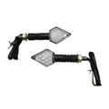 TURN SIGNAL FOR MOTORBIKE- AVOC MITO 15 LEDS ABS BODY - TRANSPARENT/BLACK  (Long 90mm / H 35mm  (Wd 33mm) (EEC APPROVED) (Pair)