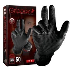 GANTS ATELIER NITRILE ECAILLES DE POISSON RESISTANT AUX PRODUITS CHIMIQUES, AUX HUILES, A L'ESSENCE NOIR T9 (L) (BOITE DE 50)