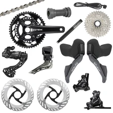 GROUPE GRAVEL SHIMANO GRX825 DISQUE NOIR 2x12V. 172.5 EN 48-31 CUVETTE PRESSFIT CASSETTE 11-36 (MONTAGE ATELIER)