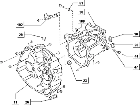 Carter embrayage et boîte à vitesse