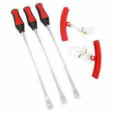 OUTIL DEMONTE PNEU EN CUILLERES (x3) ET MORS/PROTEGE JANTE (x2) LONGUEUR 290 mm -P2R