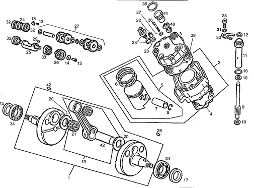 Arbre moteur - Cylindre - Piston