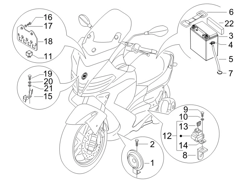 Relais - Batterie - Avertisseur sonore 