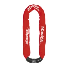 ANTITHEFT FOR BICYCLE - COMBINATION STEEL CHAIN LOCK MASTERLOCK Ø 8mm L. 90cm RED - SECURITY LEVEL 8