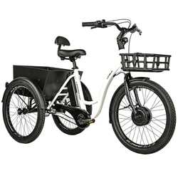 TRICYCLE ELECTRIQUE/VAE CITY LEADER FOX 24" LOVELO 2025 MIXTE BLANC BRILLANT 3V SHIMANO NEXUS MOTEUR ROUE AV BAFANG 36V 45Nm BATTERIE 16,7Ah (AVEC DIFFERENTIEL)