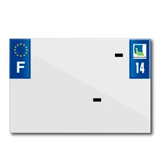 BANDE PLAQUE MOTO 210x145 POUR PVC AVEC RAISON SOCIALE DEP. 14/EURO (VENDU A L'UNITE)