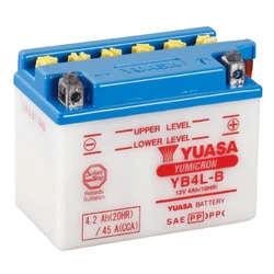 BATTERIE 12V 4 Ah YB4L-B YUASA YUMICRON CONVENTIONNELLE AVEC ENTRETIEN (Lg121xL71xH93mm)