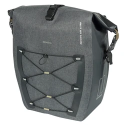 SACOCHE ARRIERE VELO LATERALE BASIL NAVIGATOR STORM CYCLOTOURISTE WATERPROOF 25-31L NOIR FIXATION MIK HOOKS SUR PORTE BAGAGE (41x15x27cm) AVEC POIGNEE ET BANDOUILLERE FERMETURE ENROULEMENT