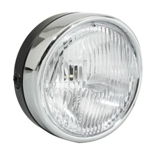 PHARE/PROJECTEUR CYCLO ADAPTABLE PEUGEOT/MBK ROND DIAM 140mm NOIR AVEC CASQUETTE CHROMEE (BA20d) -SELECTION P2R