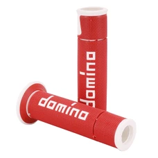 GRIP - DOMINO ORIGINAL- ON ROAD A450 RED/WHITE OPEN END (PAIR).