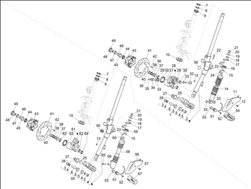 Fourche/tube direction - Ensemble butée dir.