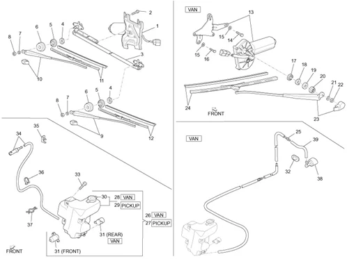 Essuie-glaces avant et arrière