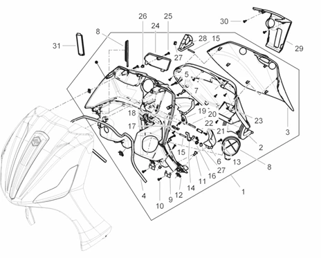 Coffre avant - Contre-tablier