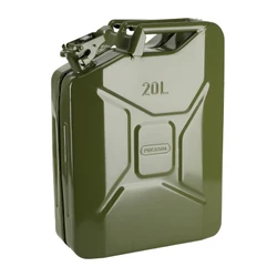 JERRYCAN/BIDON ESSENCE/CARBURANT PRESSOL METAL ARMEE TYPE US VERT 20L  (HOMOLOGUE TUV/EN)