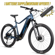 VELO ELECTRIQUE/VAE VTT 27,5 LEADER FOX KENT 2025 HOMME BLEU FONCE MAT 9V MOTEUR CENTRAL BAFANG M510 36V 95Nm BATTERIE 20Ah (21,5'' - H54,6cm - TAILLE XL - POUR ADULTE DE 185cm à plus)
