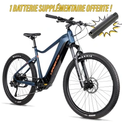 VELO ELECTRIQUE/VAE VTT 27,5 LEADER FOX KENT 2025 HOMME BLEU FONCE MAT 9V MOTEUR CENTRAL BAFANG M510 36V 95Nm BATTERIE 20Ah (16'' - H40.6cm - TAILLE S - POUR ADULTE DE 158cm à 168cm)