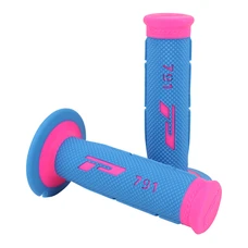 REVETEMENT POIGNEE PROGRIP MOTO OFF ROAD 791 DOUBLE DENSITE BASE FUCHSIA/BLEU CLOSED END 115mm (CROSS/MX) (PAIRE)