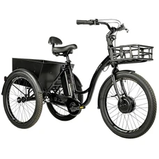 TRICYCLE ELECTRIQUE/VAE CITY LEADER FOX 24" LOVELO 2023 MIXTE NOIR BRILLANT 3V SHIMANO NEXUS MOTEUR ROUE AV BAFANG 36V 45Nm BATTERIE 14Ah  FREIN ET RETROPEDALAGE