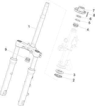 Fourche/tube direction - Ensemble butée dir.