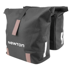 SACOCHE ARRIERE VELO DOUBLE NEWTON NOIR 22L FIXATION SANGLES SUR PORTE BAGAGE (35x12x27cm) FERMETURE PLIANT ANTI-PLUIE