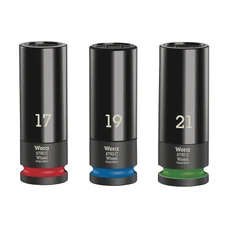DOUILLE POUR CLE A CHOC WERA 8790 IMPAKTOR WHEEL 1/2 CHROME MOLY NOIR MAT (LONGUEUR 85 mm - DIAM 17, 19, 21) (SET 3 PIECES) -MARQUE ALLEMANDE POUR LES ATELIERS
