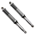 AMORTISSEUR CYCLO REGLABLE CHROME (ENTRAXE 360mm) DIAMETRE FIXATION SUPERIEUR 10mm ET INFERIEUR 8mm (PAIRE)  -SELECTION P2R-