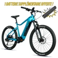 VELO ELECTRIQUE/VAE VTT 27,5 LEADER FOX KENT 2025 BLEU CLAIR 9V MOTEUR CENTRAL BAFANG M510 36V 95Nm BATTERIE 20Ah (16'' - H40.6cm - TAILLE S - POUR ADULTE DE 158cm à 168cm)
