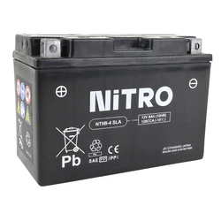 BATTERY 12V 8 Ah NT9B-4 NITRO SLA MAINTENANCE FREE "READY TO USE" (Lg150xWd69xH105) (EQUALS YT9B-4 / AGM / GEL)