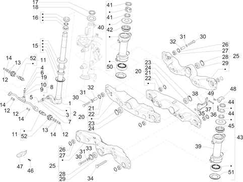 Fourche/tube direction - Ensemble butée dir.