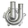 COUVERCLE POMPE EAU (1 ENTREE + 1 SORTIE ALU - 1 RACCORD LAITON A L'ARRIERE) ORIGINE PIAGGIO 400-500 MP3, X-EVO 2007>/GILERA 500 FUOCO, NEXUS/400-500 ATLANTIC, SCARABEO -B019381