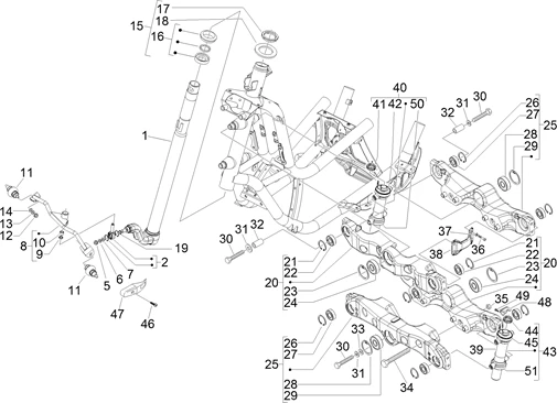 Fourche/tube direction - Ensemble butée dir.