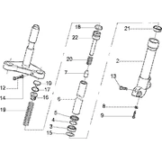 Pieces composant la fourche showa
