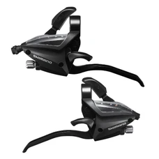 LEVIER/MANETTE VTT PATIN SHIMANO STEF500 3x8V. NOIR V-BRAKE 4 DOIGTS (PAIRE)