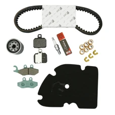 KIT ENTRETIEN MAXISCOOTER ORIGINE PIAGGIO 125 X-EVO 2007>, X8 2004>2006 (AVEC GUIDES VARIATEUR) (AVEC PLAQUETTES AR BREMBO 647077)  -1R000392-